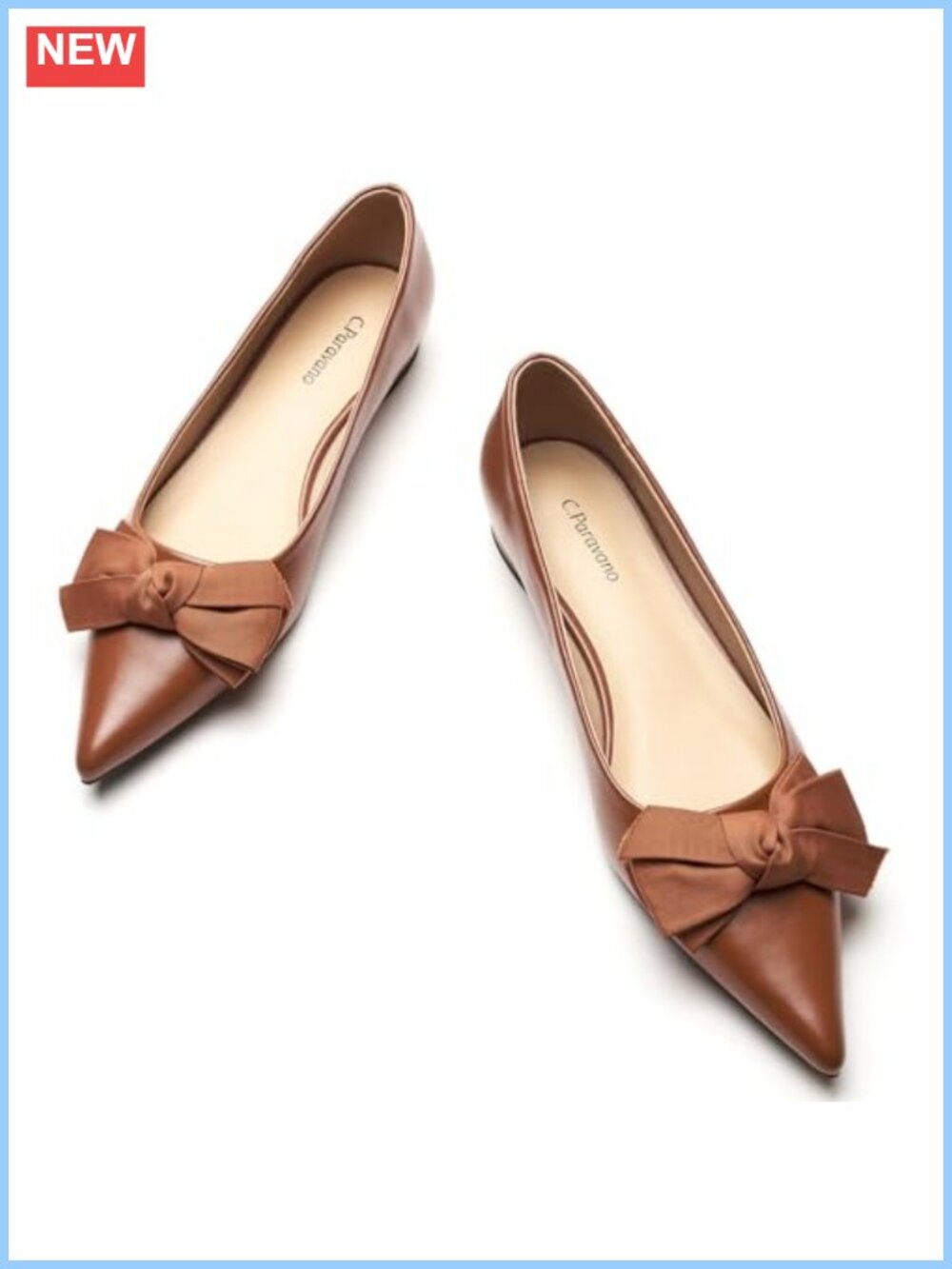 Pointed Toe Ballet Flats Lambskin Leather Lining Memory Foam